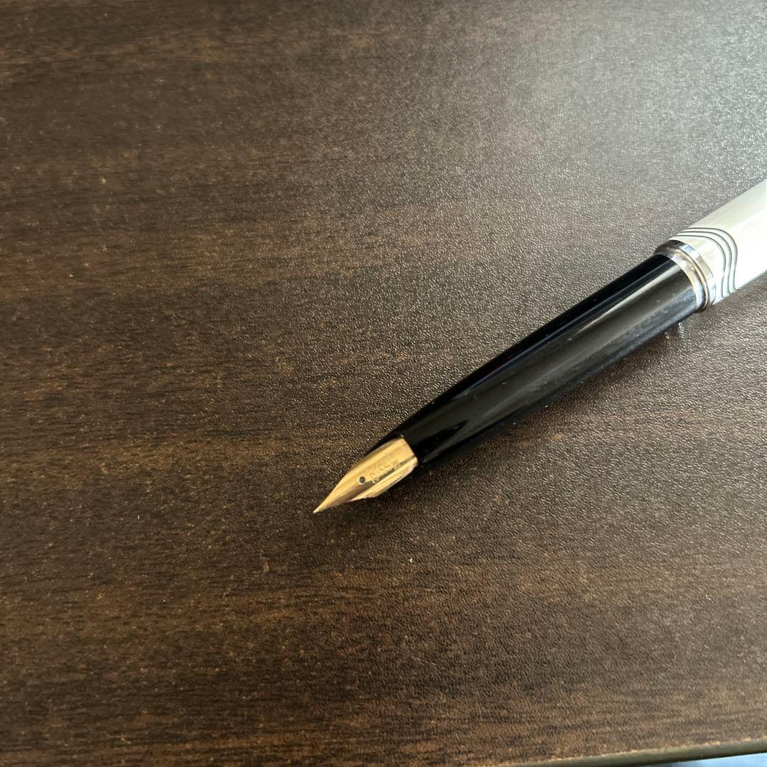 Platinum プラチナ　万年筆　ショート　ヘアライン　ビンテージ　22金