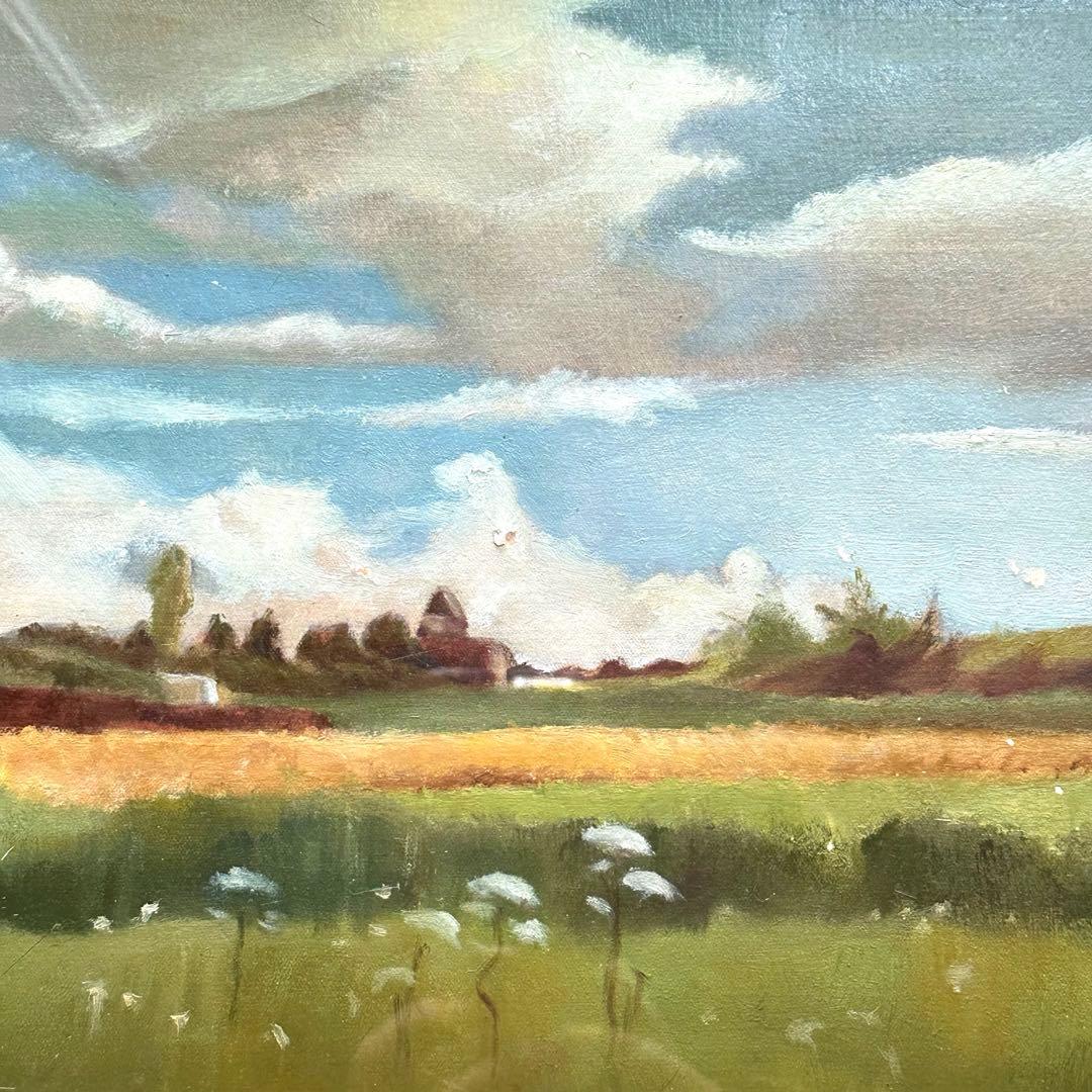 2114様感謝‼️麦‼️大地の恵み肉筆フランス麦畑‼️「五月の麦畑」ランドン作油彩画