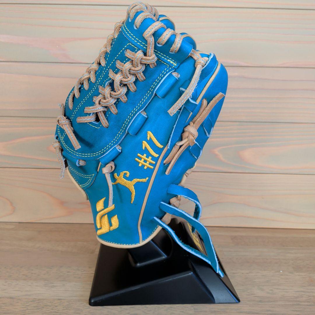 【屋外未使用品】ジュンケイ　硬式オーダー　投手用　ブルー×ベージュ