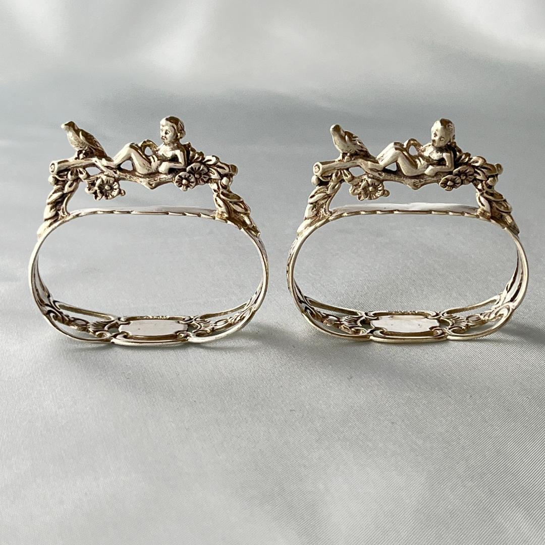 【ALBO】天使と鳥のナプキンリング　2個【純銀】