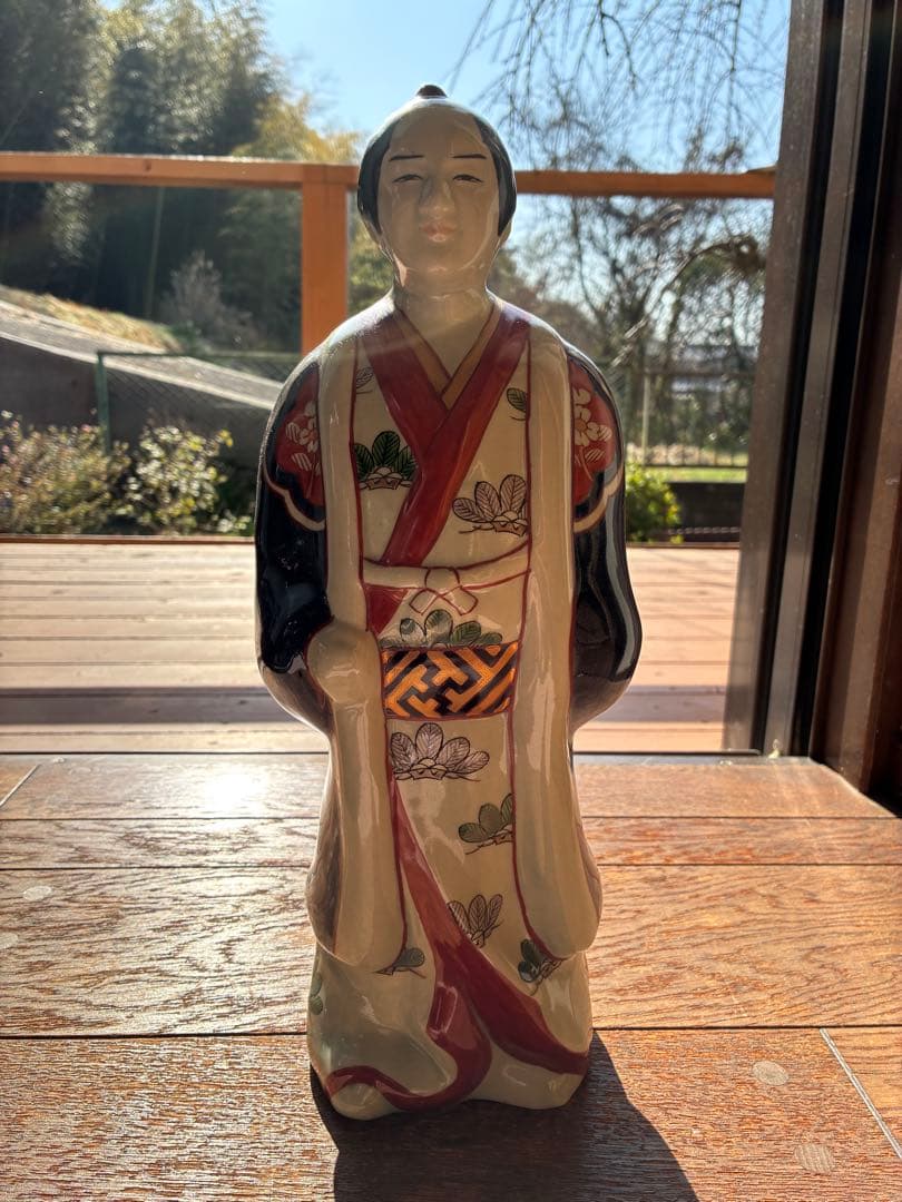 特大40cm 希少 有田焼、円左エ門窯　 陶器人形 置物 時代風俗 色絵 骨董