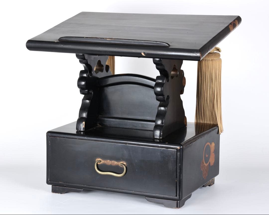 極上　黒漆塗金蒔絵螺鈿細工 見台 経台 経机 仏具 仏教美術 古美術 骨董品漆器