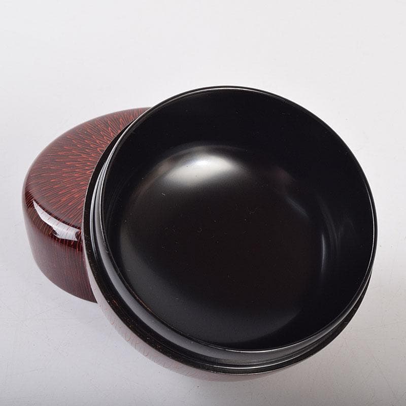 茶道具　中村湖彩作　朱菊毛彫　平棗　共布共箱　V　8641