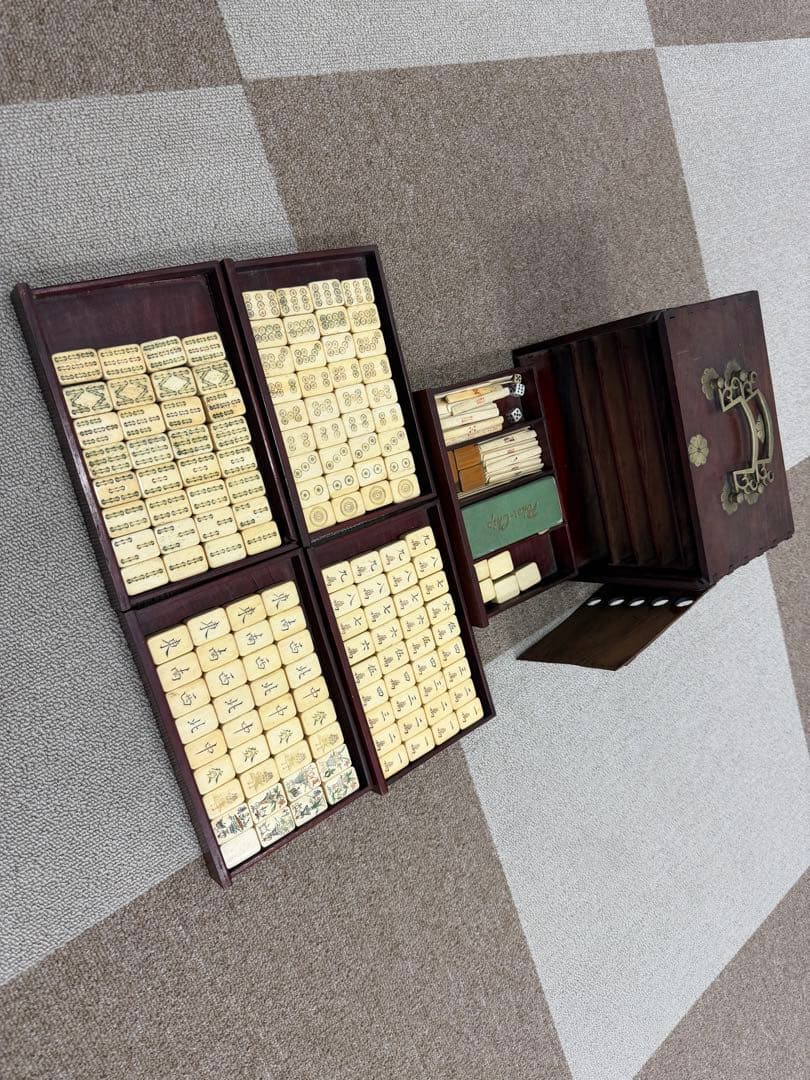 中国 竹牌 雀牌 唐木箱付き