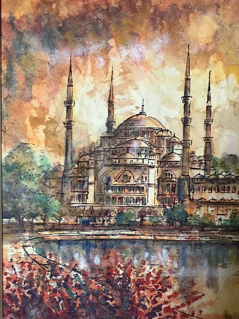 タンクット・ビルゲ作「ブルーモスク」　原画　水彩画