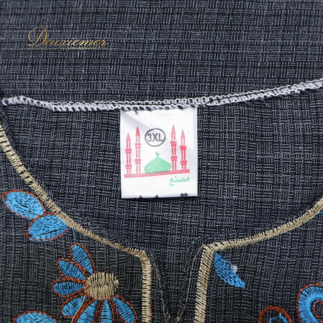 【ベリーダンス用衣装】ダークグレー ガラベーヤ ワンピース ドレス 鼠色 黒 花