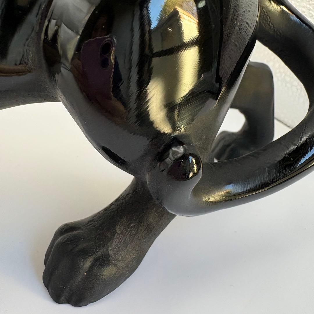 ドームフランス ブラックパンサー 黒ヒョウ クリスタル ガラス 置物 オブジェ