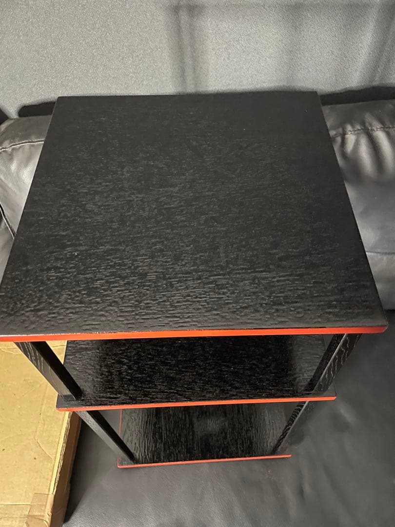 良品　玄々斎好　更好棚　組み立て式二重棚　黒漆爪紅　茶道具　裏千家　風炉　桐材