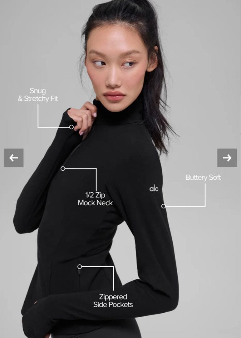 正規品•新品 alo yoga 1/2zip プルオーバー　アロ　ヨガ
