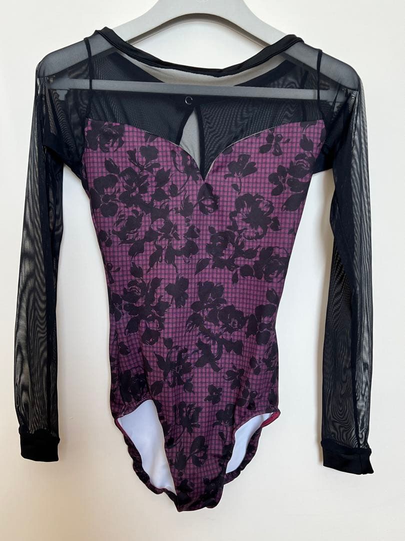 stina 花柄レオタード 長袖 メッシュ