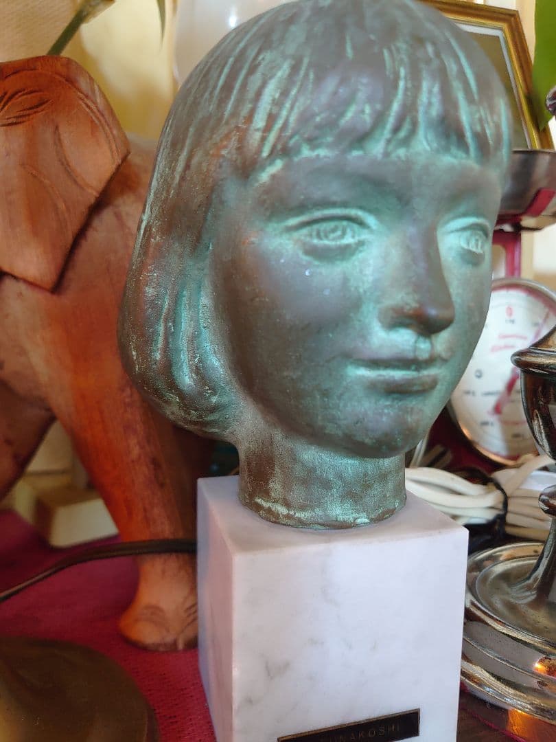 Y.FUNAKOSHI 少女「アンナ」ブロンズ頭像 大理石