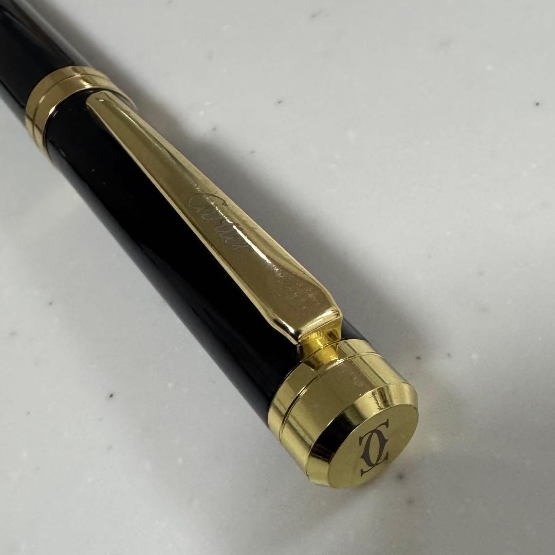 カルティエ Cartier ボールペン 黒 金 ブラック ゴールド