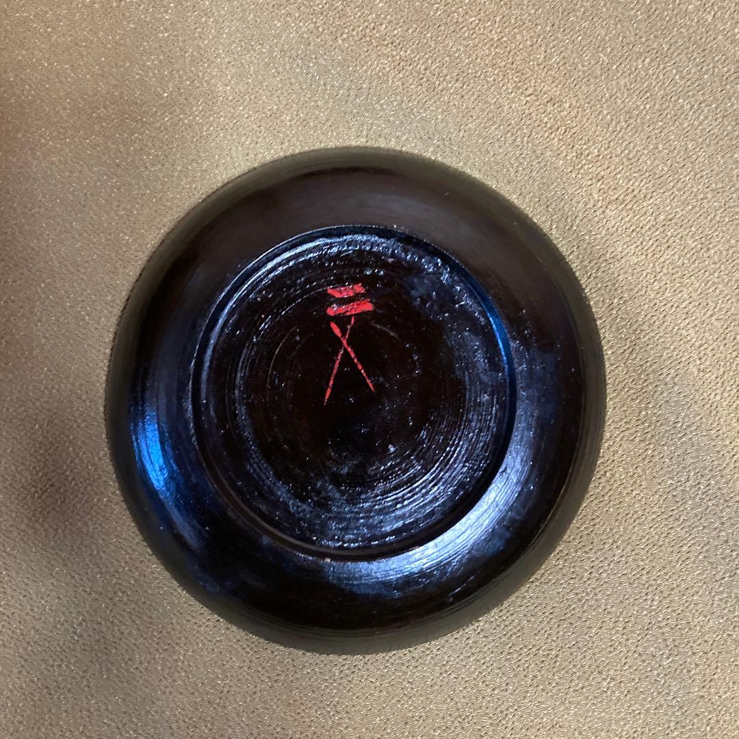 時代 根来塗 盆 5点 民芸（根来 伊万里） 15×2.5cm 木箱入り