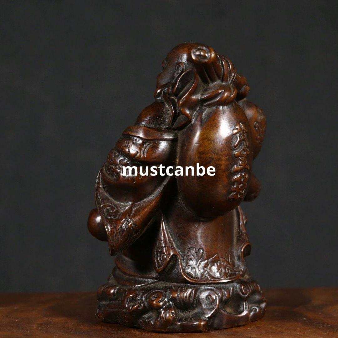 銅製 仏像黄金袋弥勒仏仏像 めでたい如意 楽観仏 工芸品 置物