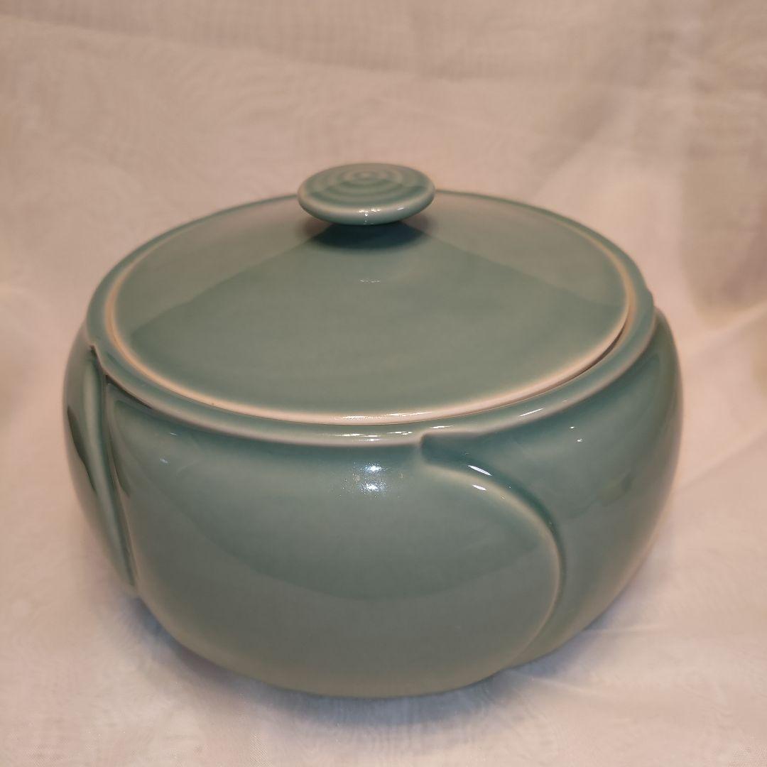 茶道具 水指 捻梅水指 青磁 塗蓋付 加藤 藤山作 (共箱)