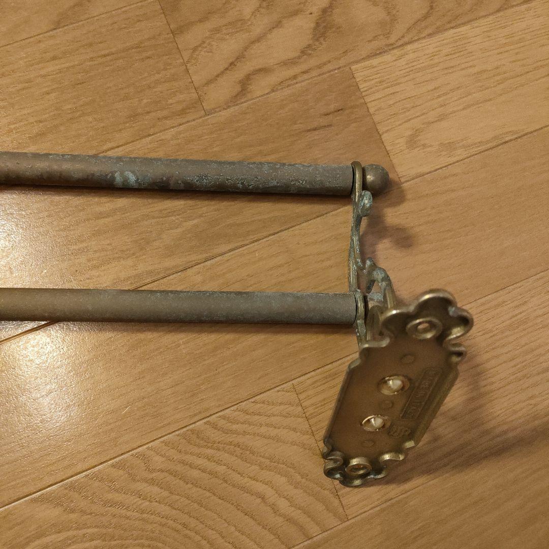 アンティーク 真鍮製 ダブルタオルバー 2連タオル掛 クラシック イタリア製 ①