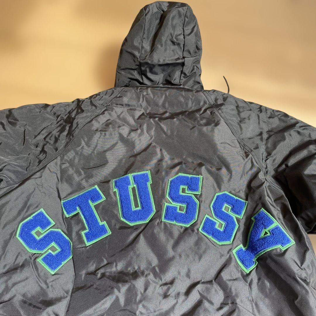 STUSSY‼️80年代‼️フード付きベンチコート 黒 当時試着程度‼️ 長期保管‼️‼️