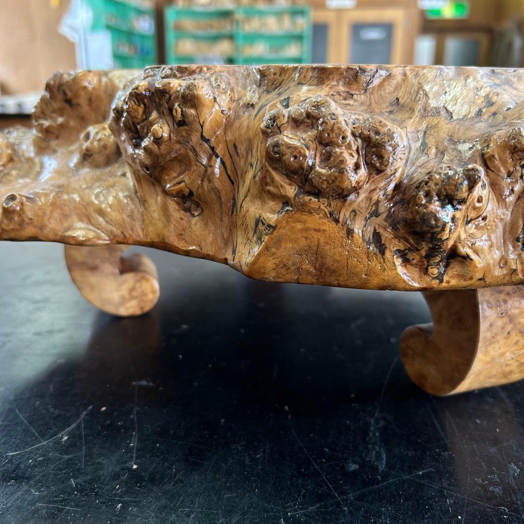 こぶ 無垢 一枚板 天然木 座卓 ローテーブル 鉢台 a