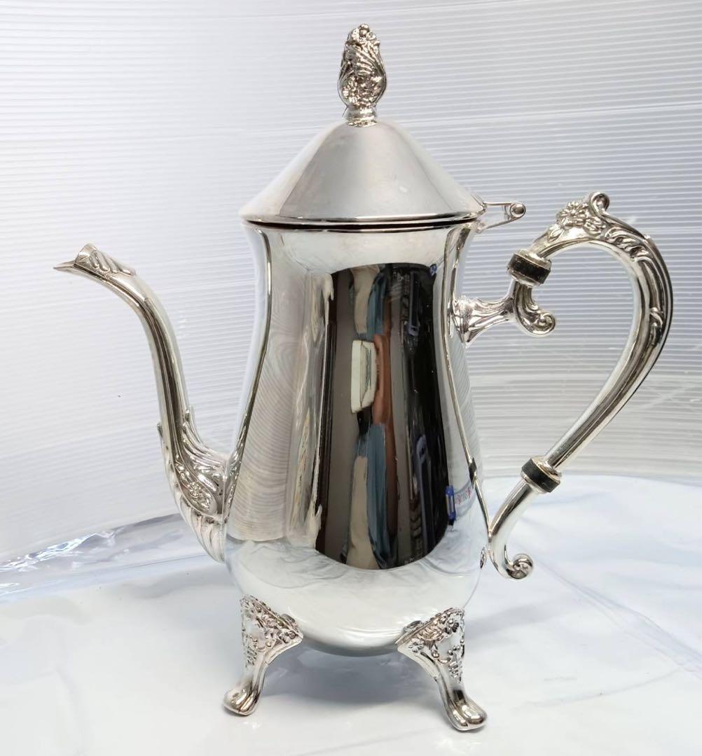 アンティーク 脚付き コーヒー ティーポット インテリア 置物 金属製 レトロ