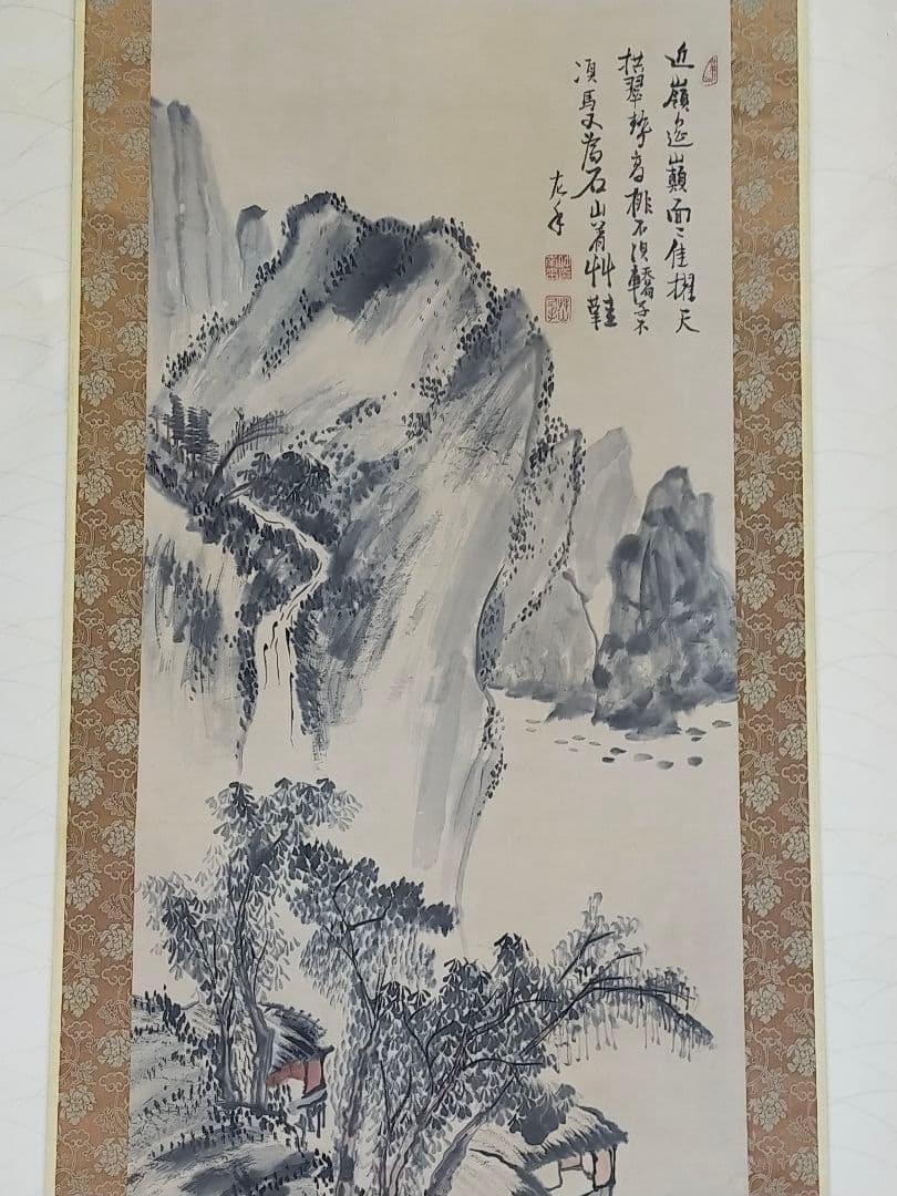 ♥掛軸　吉嗣拝山　山水図　木箱付き　掛け軸　骨董品