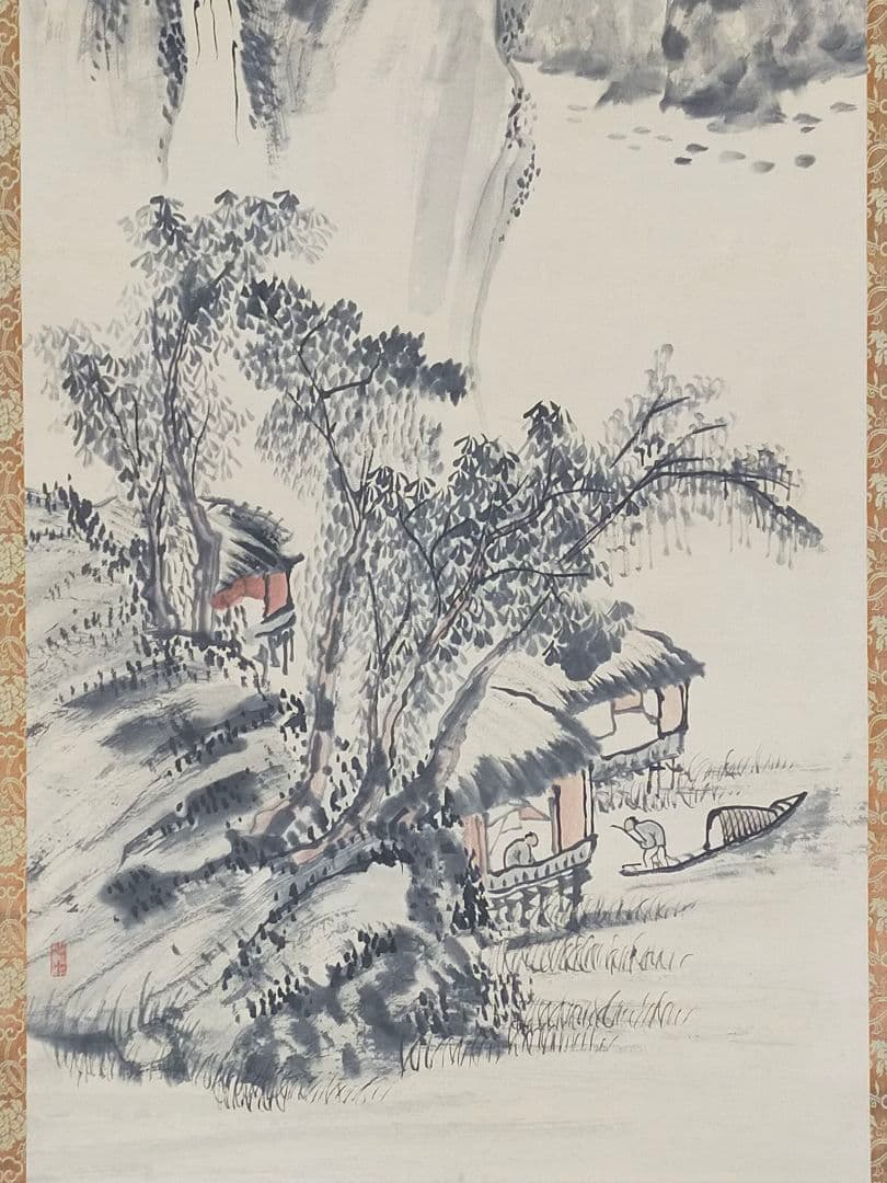 ♥掛軸　吉嗣拝山　山水図　木箱付き　掛け軸　骨董品