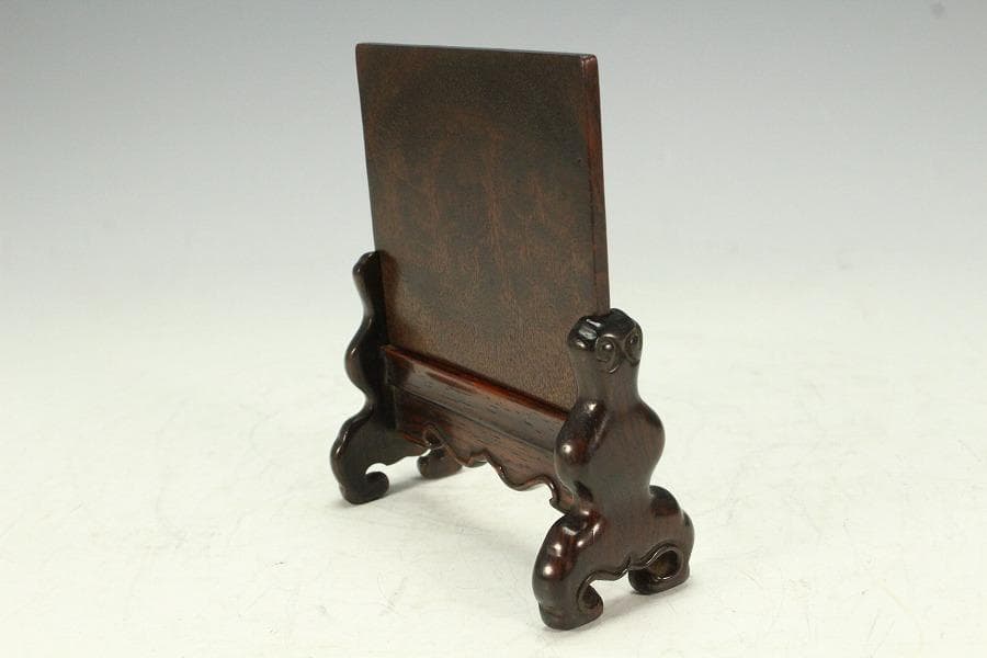 中国美術 葡萄木 硯屏 文房四宝(K-A749)