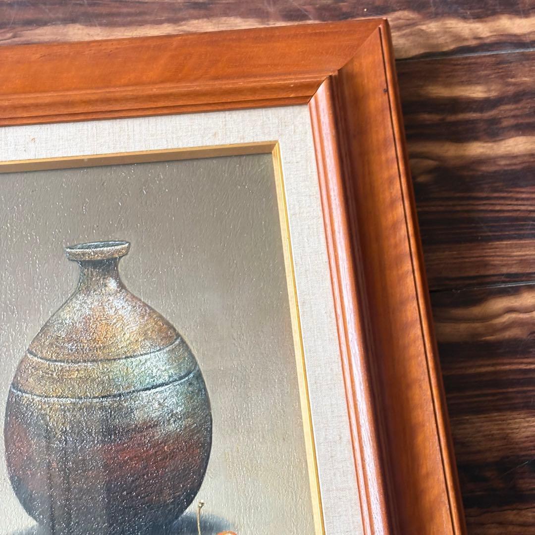 小阪正次「備前とサクランボ」油彩 F4 1979年 額装 油絵 油画 絵画 K