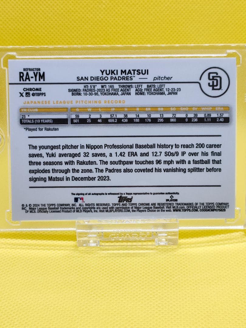 松井祐樹_直筆オンカードサイン_ルーキーカード_シリアルNo.付き