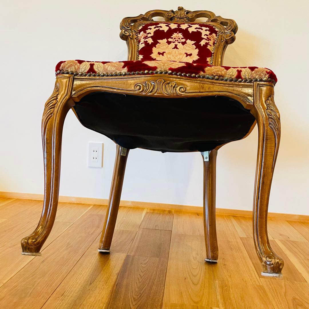 イタリア ダイニングチェア 金華山 赤 金 猫脚 椅子 ヨーロピアン ロココ ②