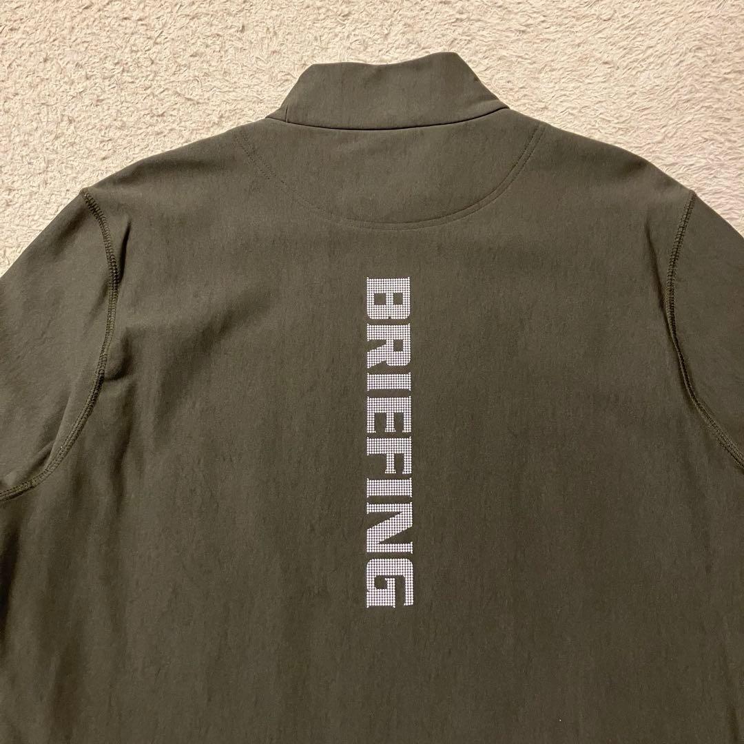 【美品】BRIEFING GOLFモックネックシャツ 裏起毛 オリーブ Lサイズ