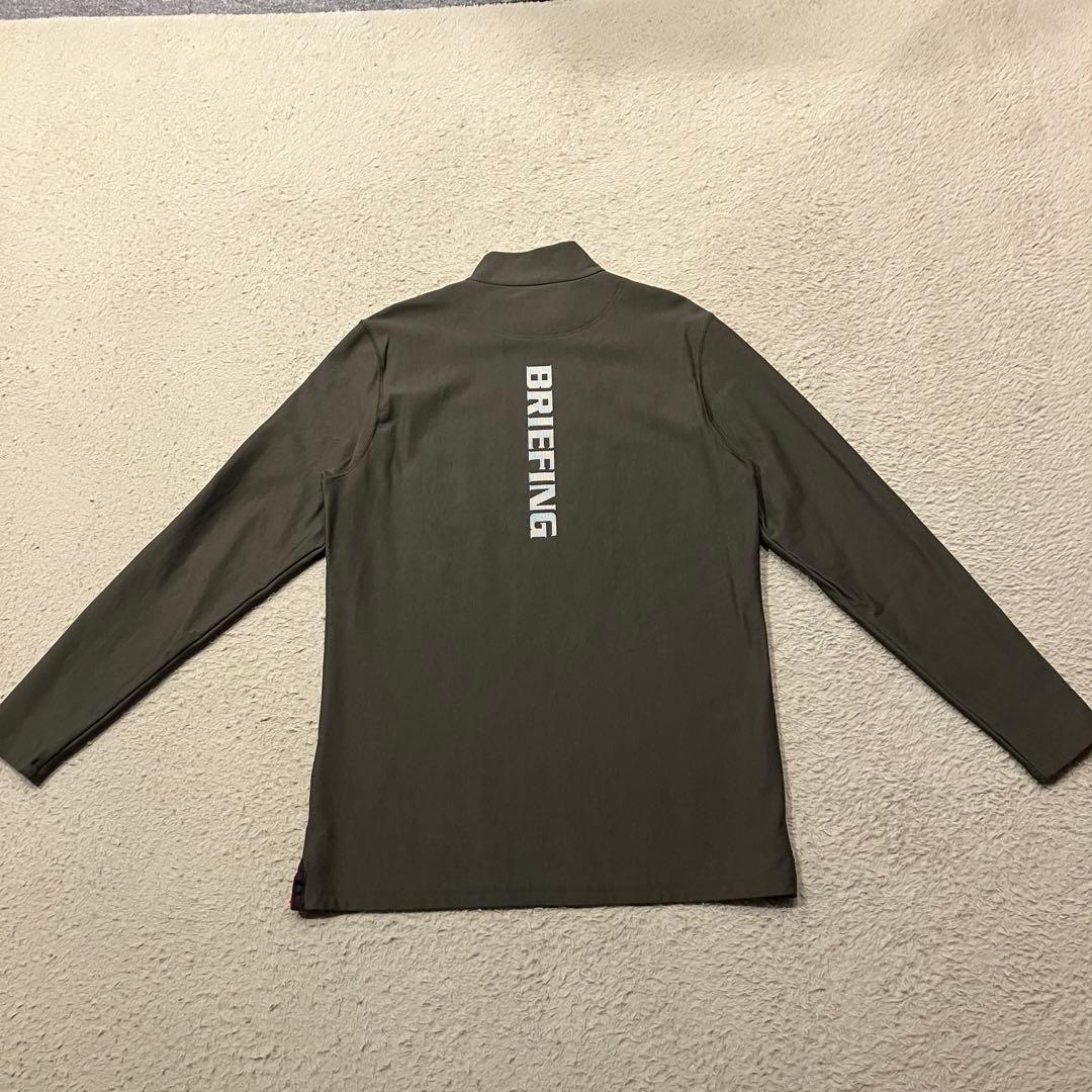 【美品】BRIEFING GOLFモックネックシャツ 裏起毛 オリーブ Lサイズ