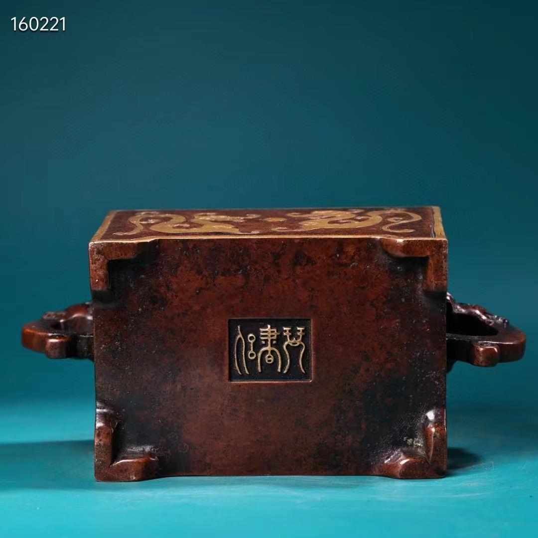 中国古美術・珍蔵·稀少品・紫銅・純手作り・鎏金高浮彫香炉・熏香爐・置物