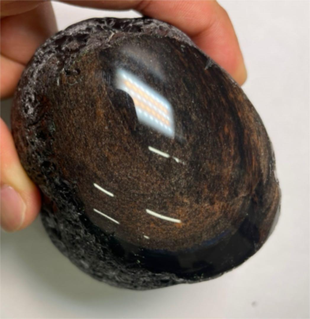 研磨品　十勝石玲瓏ゴールデンマホガニーオブシディアン　パープルシラー入り