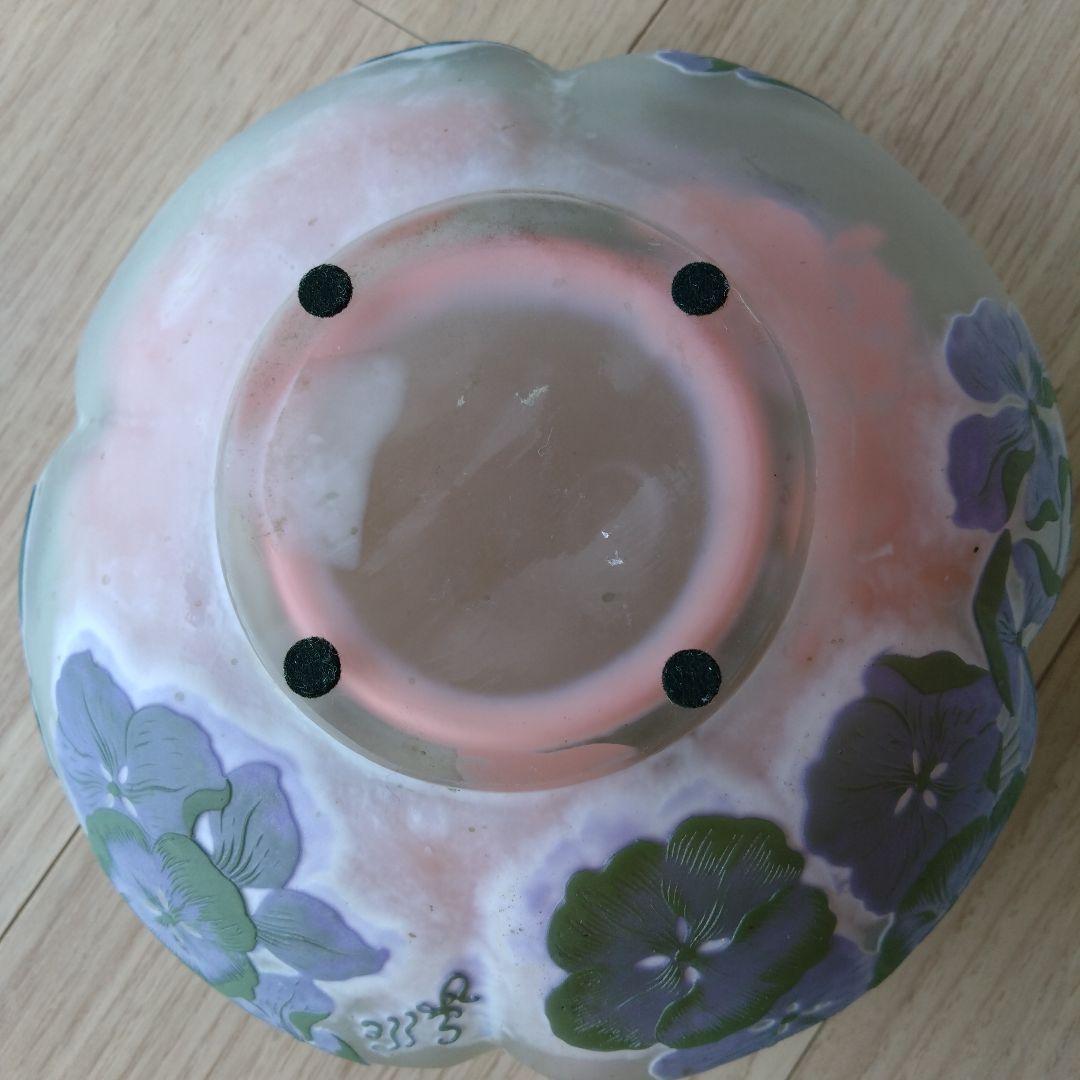 ガレ　紫陽花文平花器　エミール・ガレ　アールヌーボー　アジサイ