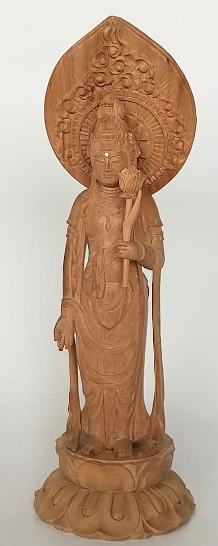 観音菩薩立像#177 観世音菩薩 聖観音 3寸◆白檀 木彫 仏像