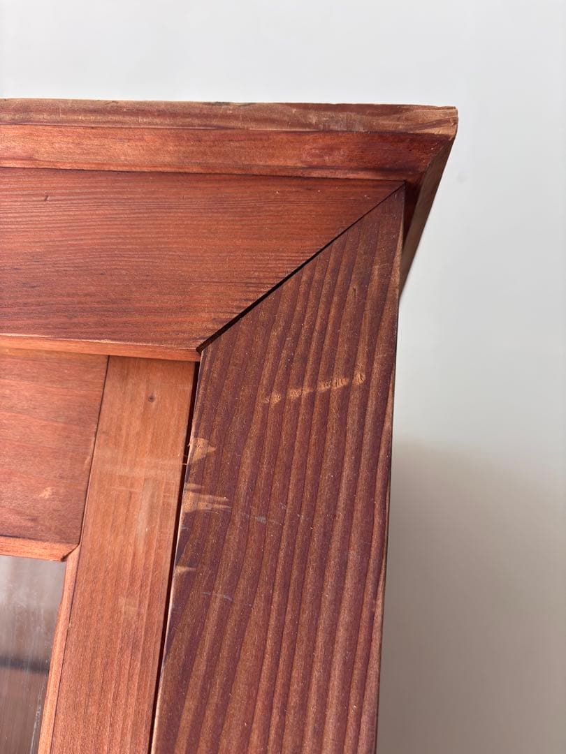 古い水屋　食器棚　ガラス棚　本棚　ガラスケース ショーケース　什器　天然木 1