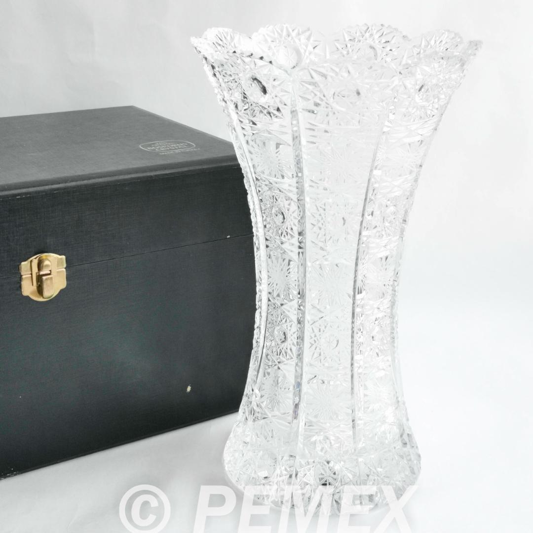 ボヘミア クリスタルガラス 花瓶 トルコ製 箱付き