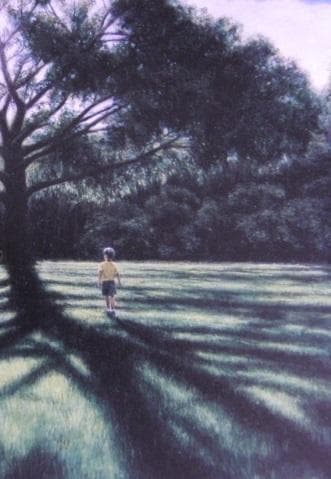 山本貞、【少年のいる夏】、希少な額装用画集より、新品額装付、状態良好