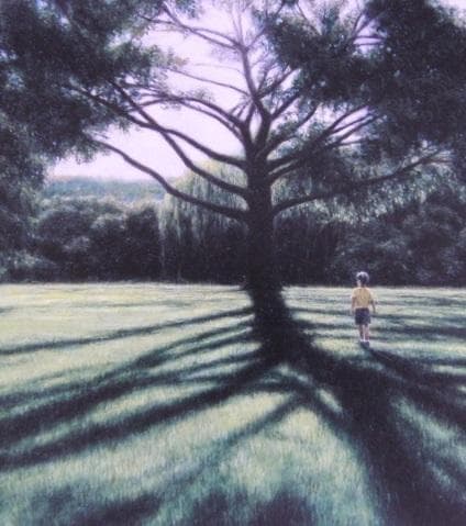 山本貞、【少年のいる夏】、希少な額装用画集より、新品額装付、状態良好