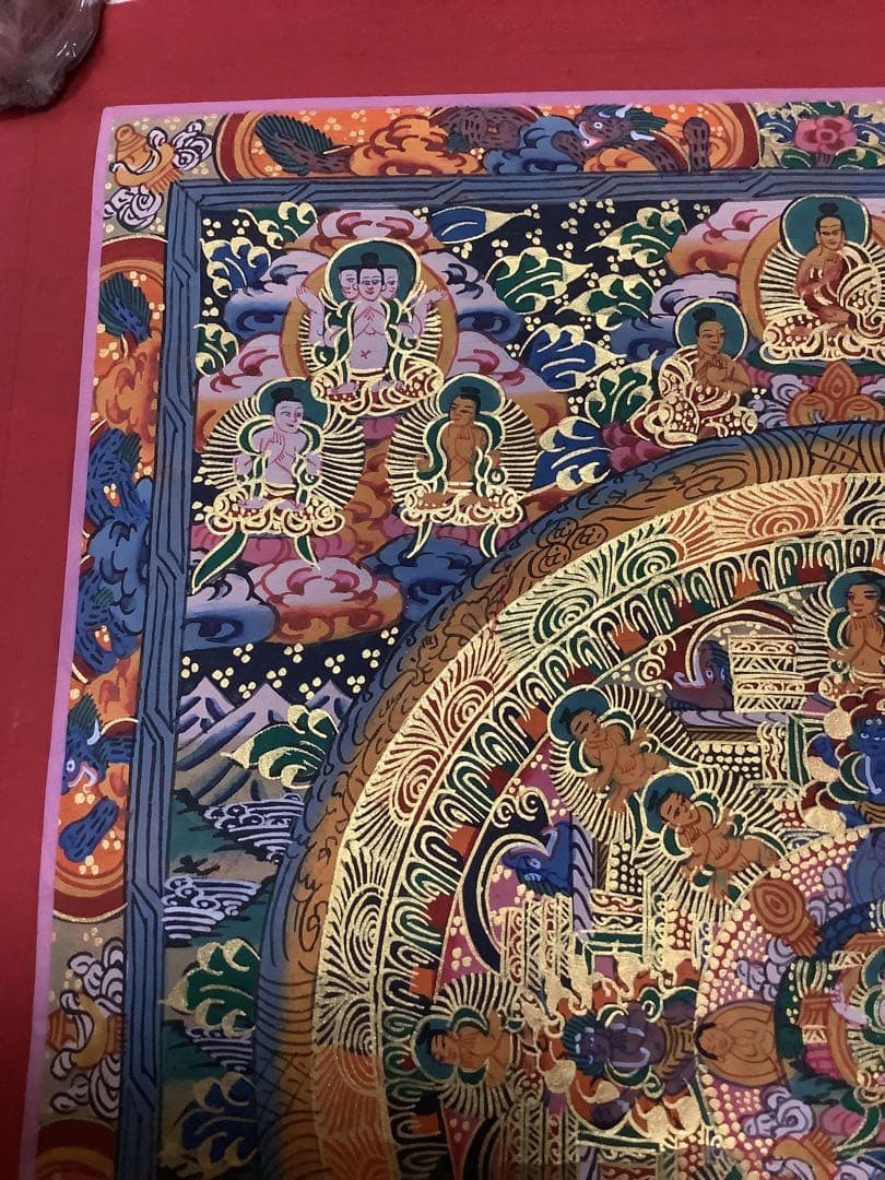 《 チベット密教　新品　1点物 》 手描き　曼荼羅　仏陀　釈迦　仏画　仏教　e8