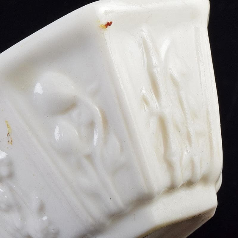 中国　徳化窯白磁　花刻　八角煎茶碗　六客　箱付　M　9027E