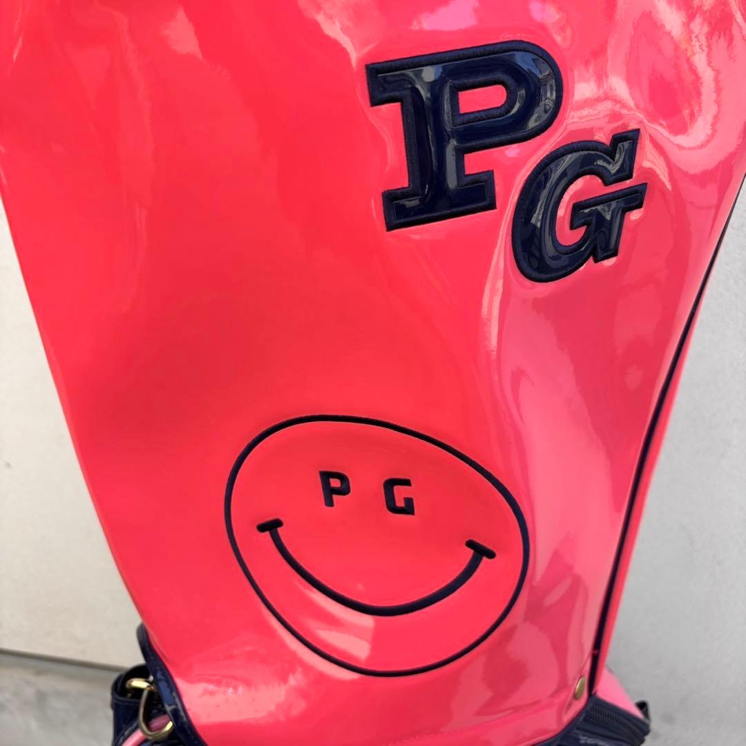 パーリーゲイツ　エナメル キャディーバック　ピンク/ネイビー 9.5型