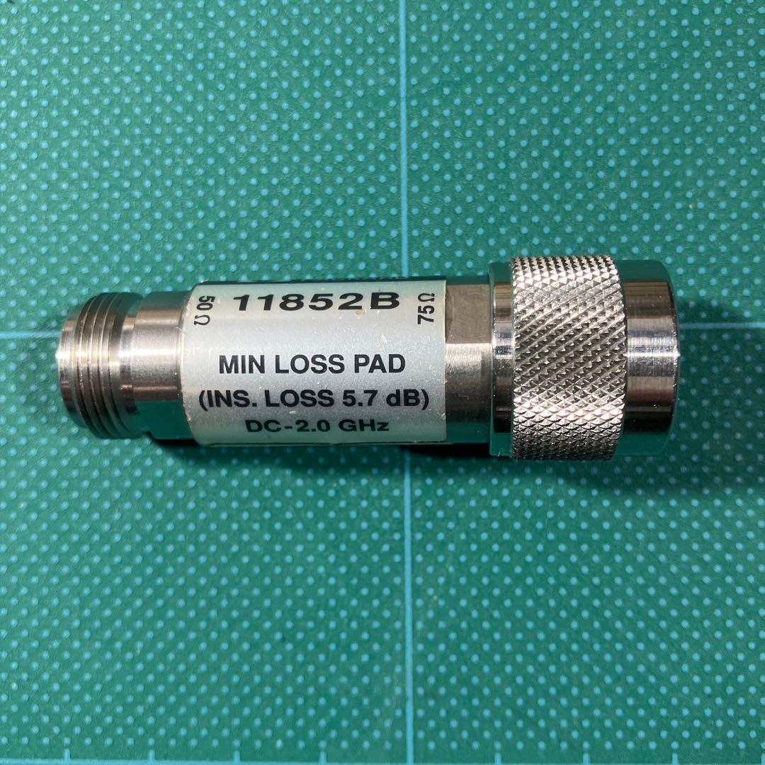 HP 11852B アダプタ、50 Ω N型（メス）～75 Ω N型（オス）