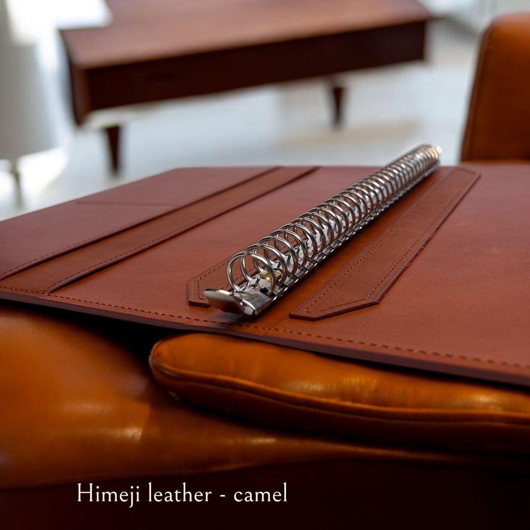 ルーズリーフ バインダー B5 26穴 本革 リングファイル キャメル