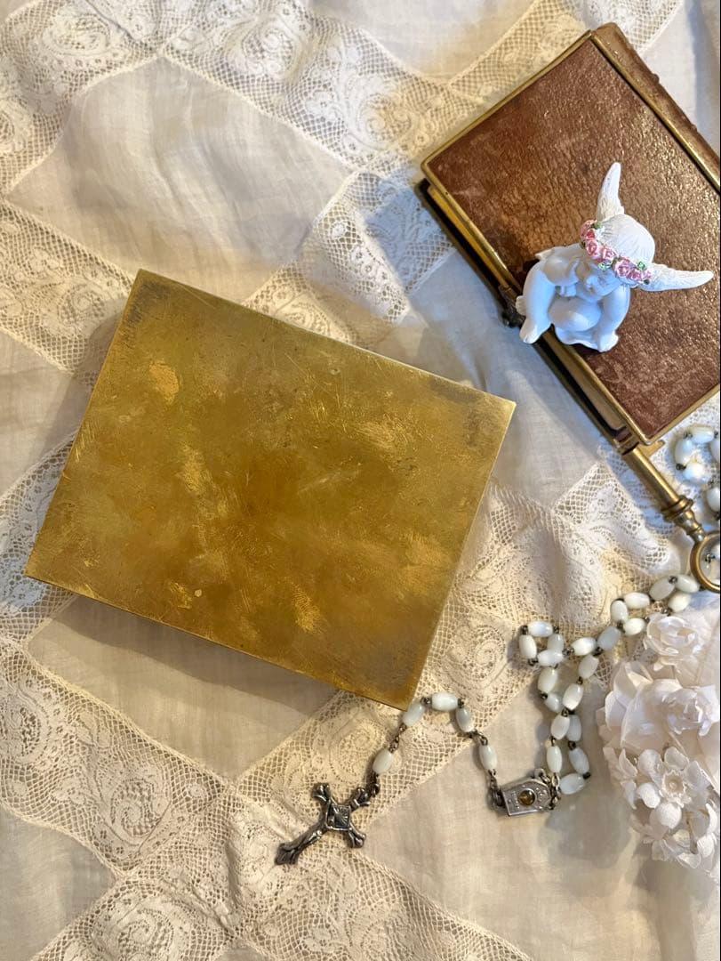 ◆フランスアンティーク｜ブロンズ真鍮エンジェル彫刻ジュエリーボックス小物入れ小箱