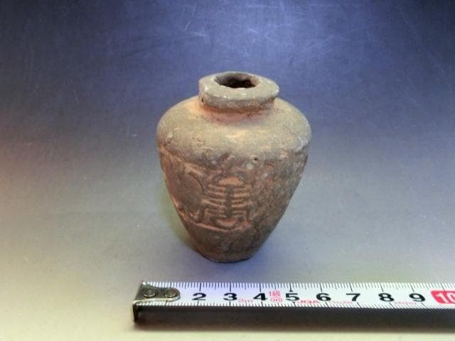壷■須恵器 水滴 喜 古い小さい置物 オブジェ 発掘 壺 古玩 時代物 骨董品■