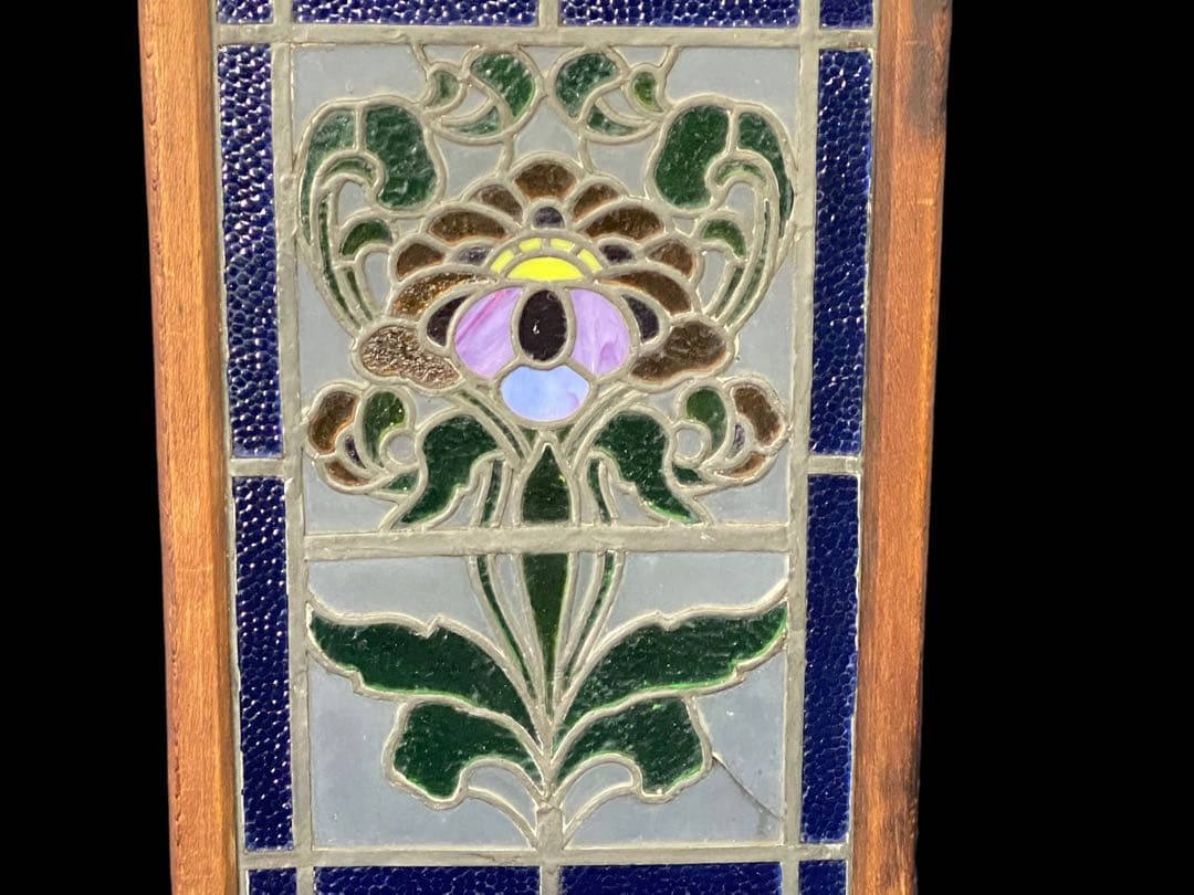 ステンドグラス　花　アンティーク　レトロ