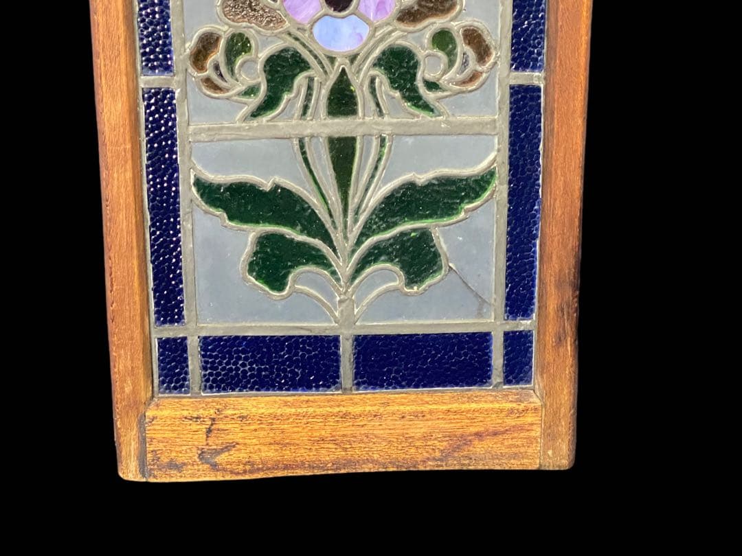 ステンドグラス　花　アンティーク　レトロ