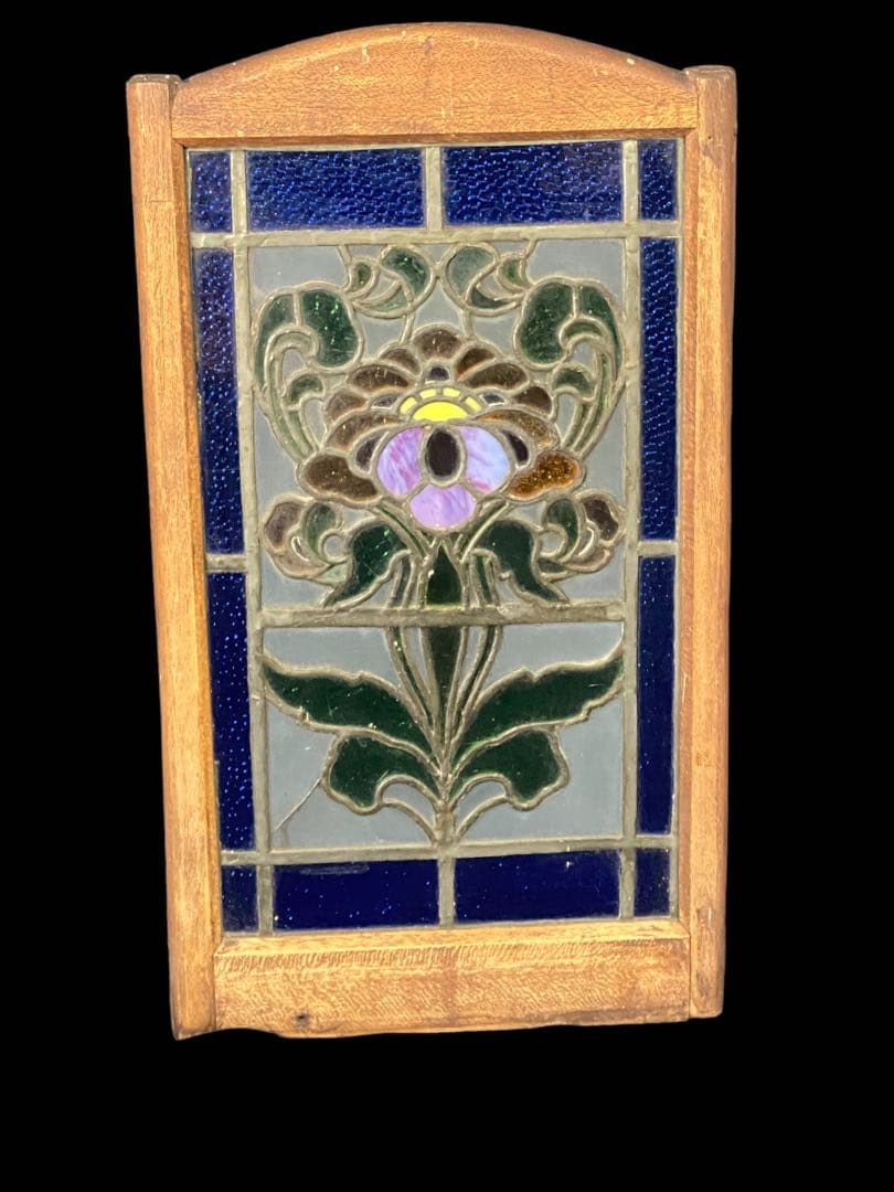 ステンドグラス　花　アンティーク　レトロ