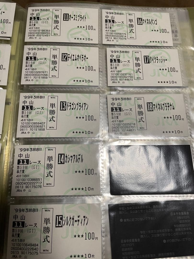 き*】様 1999年　皐月賞　現地馬券18頭